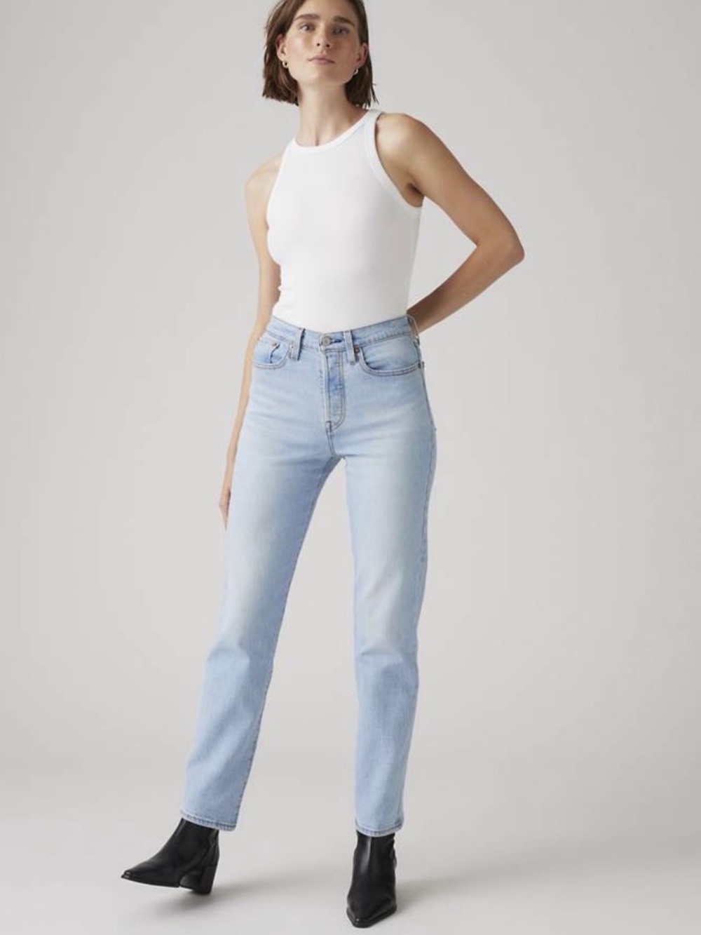 Levi’s Premium Wedgie Straight Jeans W27 L28 Light Wash High Rise